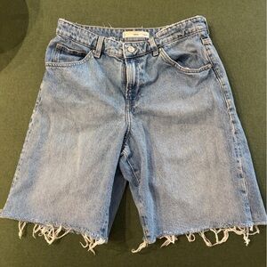 Mango Light Blue Distressed Denim Shorts,Size 6, GUC